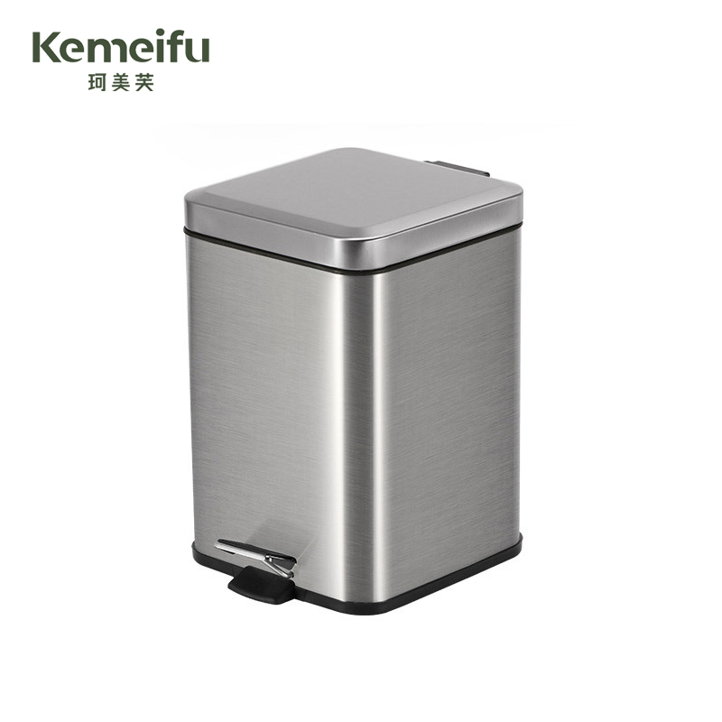 珂美芙 不锈钢脚踏带盖垃圾桶 6L 个