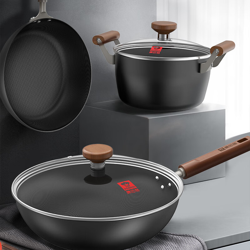 康巴赫(KBH) LPB-JX03T 甄选有钛不粘铁锅 三件套 32cm+22cm+28cm高清大图