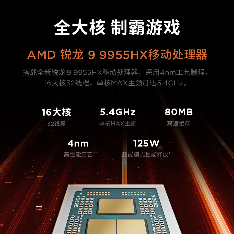 联想(Lenovo)拯救者R9000P 2025新款 16英寸电竞游戏本笔记本电脑 定制(R9-9955HX 64G 2T RTX5070Ti 2.5k 240Hz 广色域)碳晶黑高清大图
