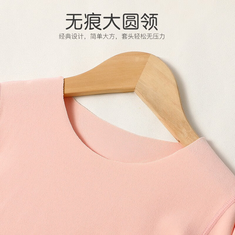 浪莎儿童保暖内衣套装秋冬中大童女孩秋衣秋裤阳离子双面磨毛儿童睡衣 套装-紫色 170建议身高160-170cm，90-1高清大图