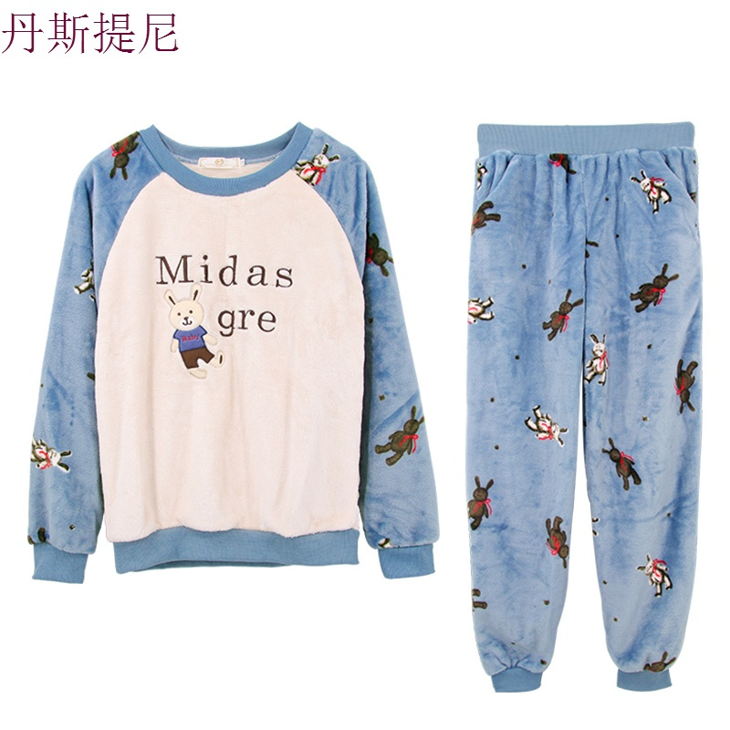 珊瑚绒睡衣女冬季韩版甜美可爱公主风加厚保暖家居服法兰绒秋季