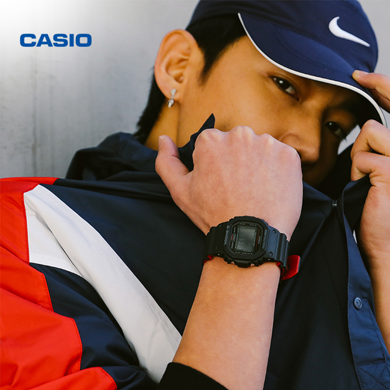 卡西欧(CASIO)G-SHOCK系列电子手表小方块潮流男士腕表 DW-5600HR-1PR