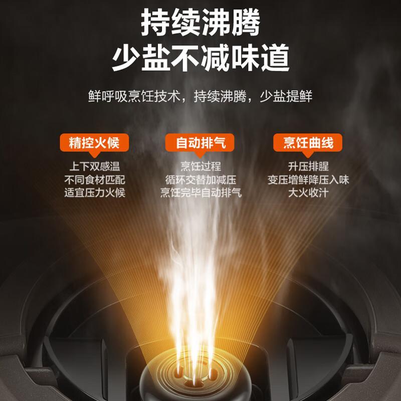 苏泊尔(SUPOR)5L精钢球釜智能鲜呼吸家用2200w 6分钟快手菜100秒开盖压力锅SY-50FH76Q高清大图