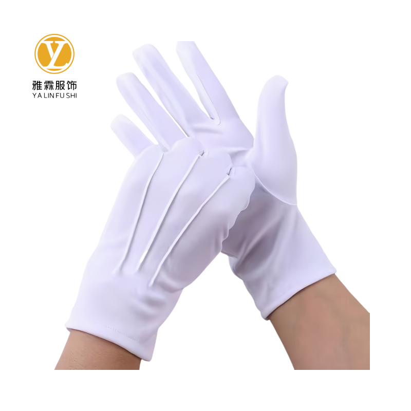 雅霖服 三筋白色礼仪手套YLF250609 双高清大图
