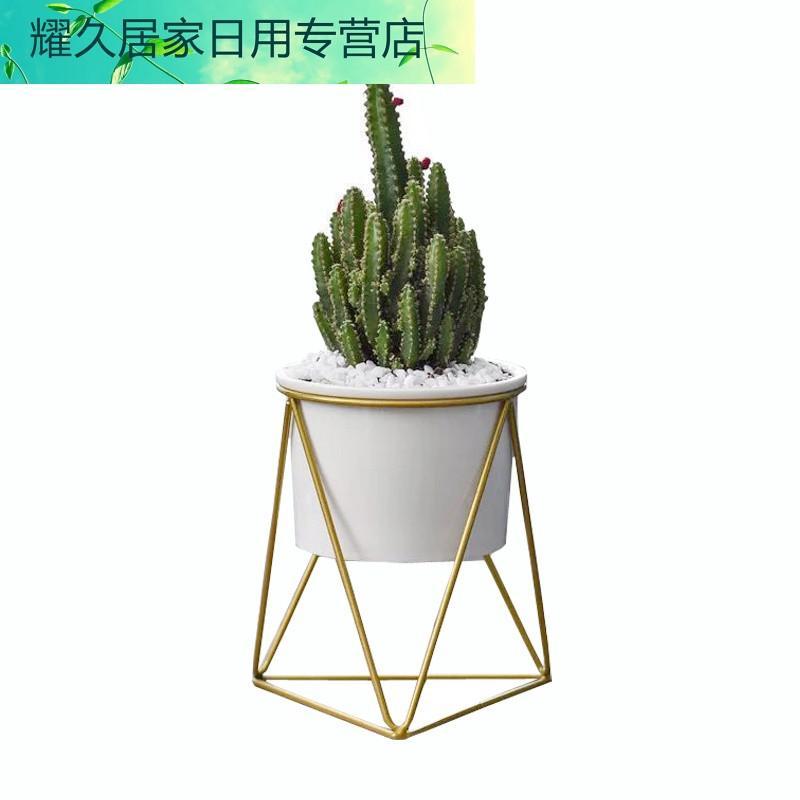 北欧简约铁艺花盆几何现代室内个性创意桌面陶瓷摆件多肉绿萝花盆