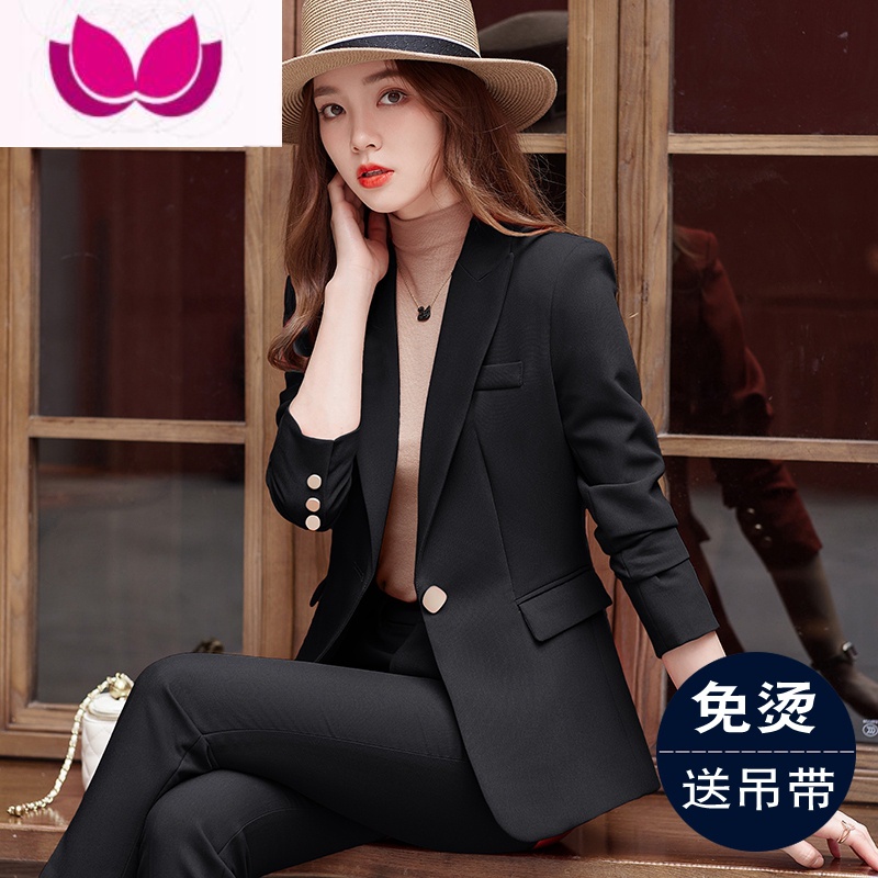 七斓小西装外套女士2023新款休闲高级感正装上衣短气质职业套小 M 黑色西装送黑色吊带