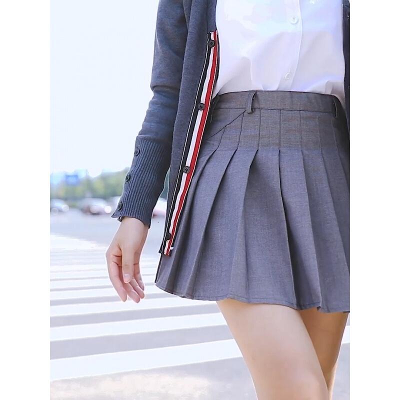 2018新款女夏韩版学生高腰学院风ulzzang港味百褶裙短裙ins半身裙灰色百褶裤裙