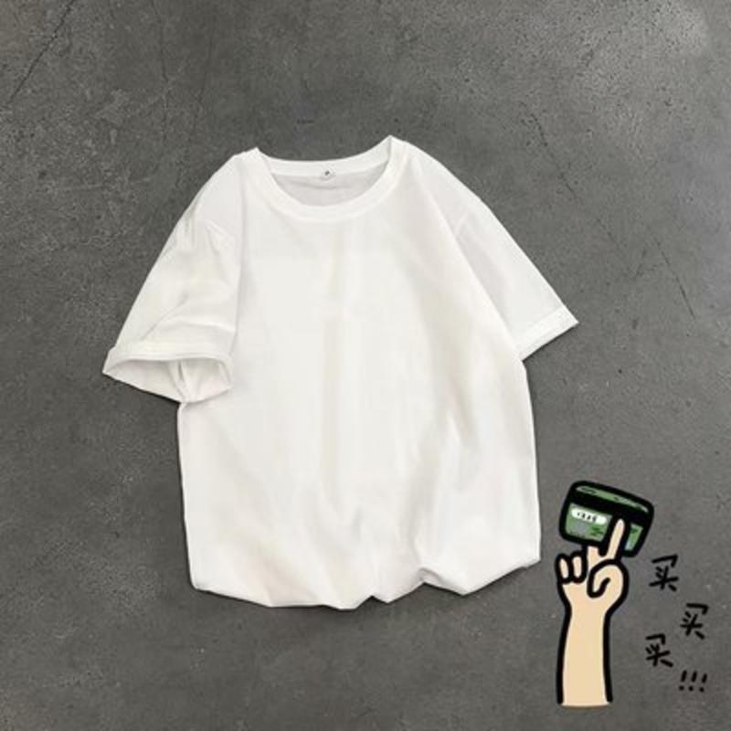 纯棉体恤短袖T恤男宽松国潮牌情侣装字母印花夏季新款休闲半袖ins 纯白T恤 涤纶 M