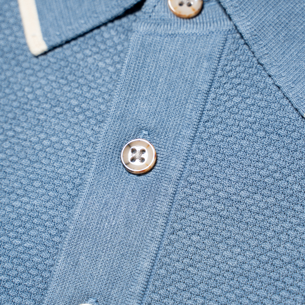 尘界浅蓝色polo衫男士短袖t恤2025新款夏季高级感翻领上衣男款高清大图