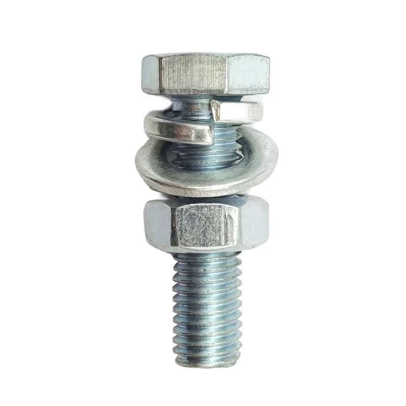 中锦科技 高强度镀锌外六角螺丝螺母套装M10*25mm[螺栓+螺母+平弹垫]套