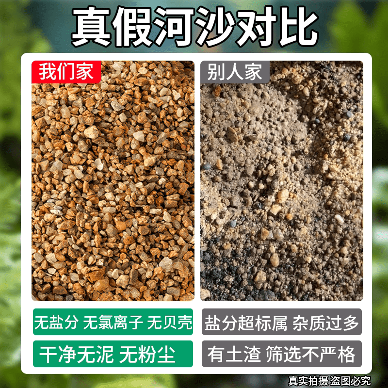 沃莱 养花专用河沙精筛水洗沙配料沙装修工地河沙30KG/袋@ 中号河沙60斤/袋高清大图