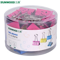 三木(SUNWOOD)2043彩色笑脸长尾夹2盒 32mm票夹 燕尾夹 文件铁夹子长尾夹/白钢夹/票夹