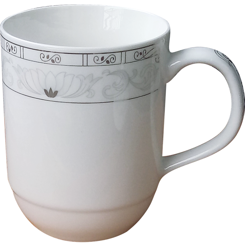 无盖景德镇陶瓷茶杯套装家用喝水杯子带盖酒店宾馆办公会议杯茶杯 三维工匠 优等品-白玉莲6个[无盖]高清大图