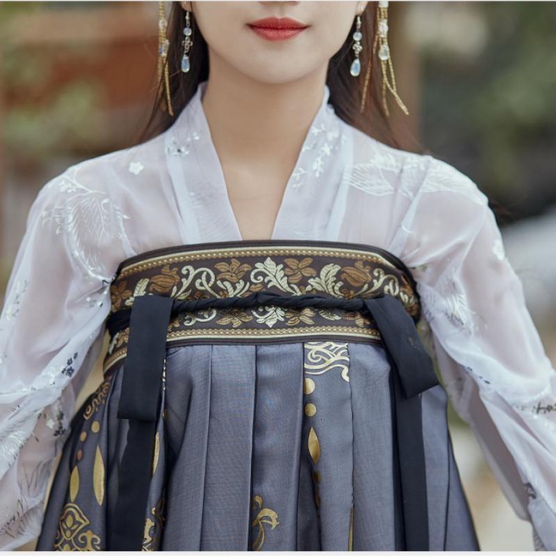 汉服女装襦裙仙女裙中国风学生云鹤新款汉服女夏季仙气中国风大袖衫