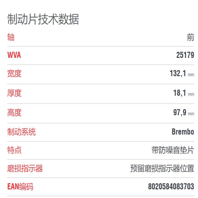 布雷博(brembo)前片.陶瓷P50095N适配14-19款奔驰S-Klasse/13-16款奔驰SL级3.5/3.0