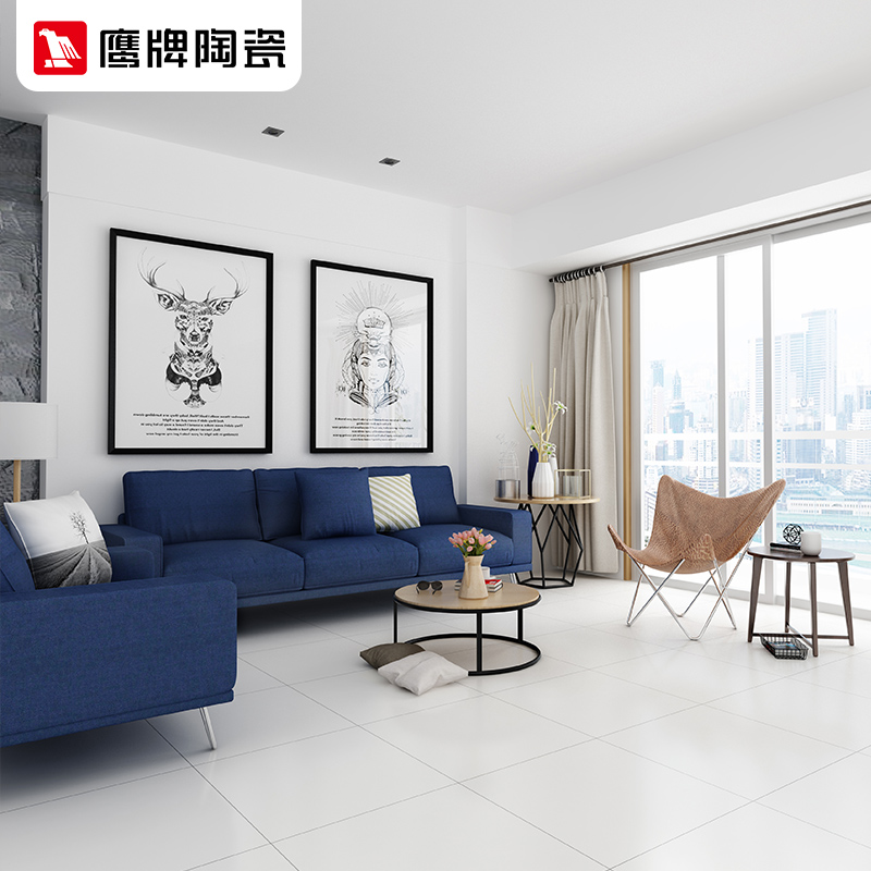 鹰牌瓷砖 客厅地板砖通体砖 瓷砖 哑光地砖 天山雪玉