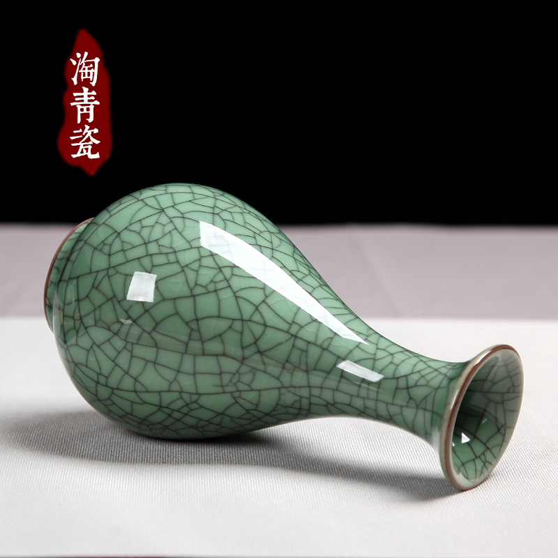 龙泉青瓷花瓶陶瓷简约现代客厅家居插花创意欧式干花小摆件装饰品 三维工匠 哥窑梅子青高清大图