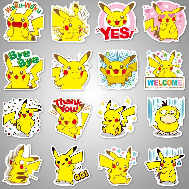 80张皮卡丘行李箱贴纸潮牌可爱卡通不重复防水笔记本贴纸旅行箱贴w361