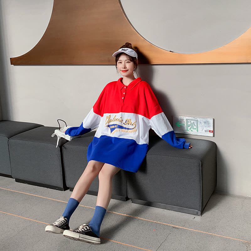 迪鲁奥（DILUAO)超大码孕妇polo衬衫卫衣裙秋装新款时尚韩宽松加肥加大200斤潮妈图片