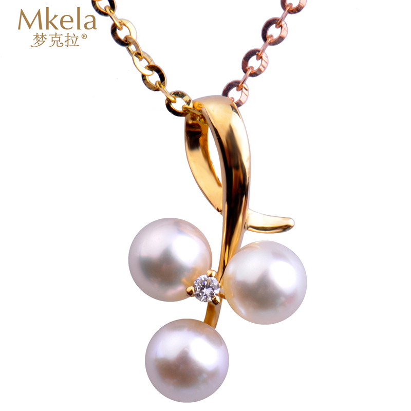 梦克拉 Mkela 18k金钻石珍珠项坠吊坠 雅洁 珍珠项链 白色
