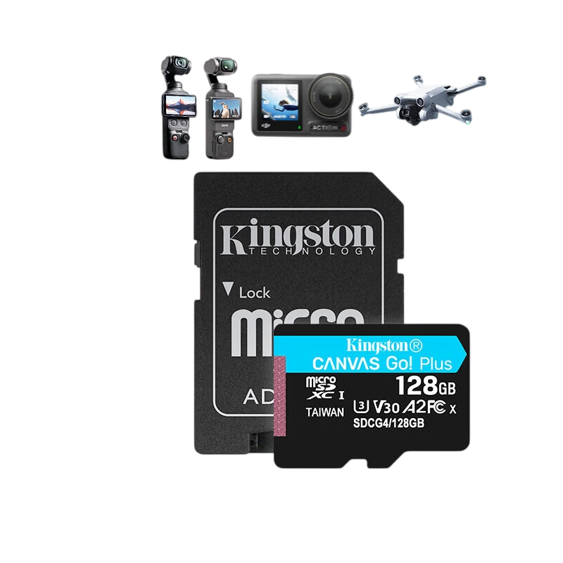 金士顿SD卡128GB U3V30A2 200兆每秒高速存储 黑色设计稳定耐用高清大图