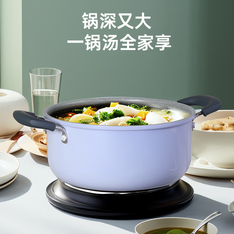 炊大皇匠紫系列麦饭石汤锅22cm JZ22TG(规格:个)高清大图
