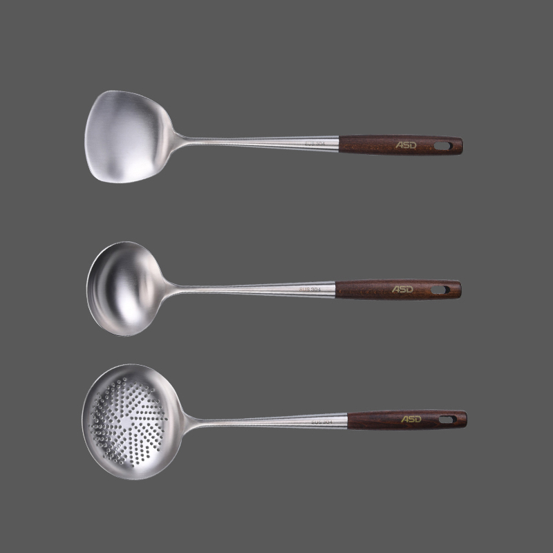 爱仕达 漏勺304不锈钢厨房家用大勺子加厚防滑木柄 304不锈钢漏勺 RCS3C1Q高清大图