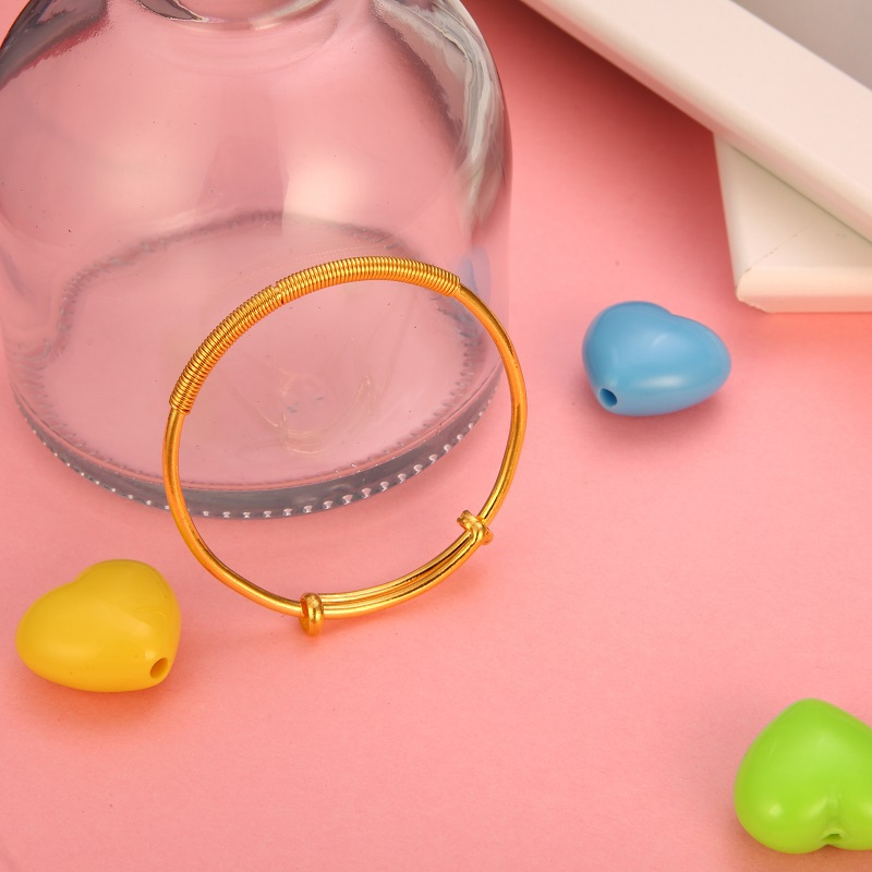 金一国囍足金螺纹光圈推拉黄金儿童手镯宝宝手镯金镯子满月生日礼计价