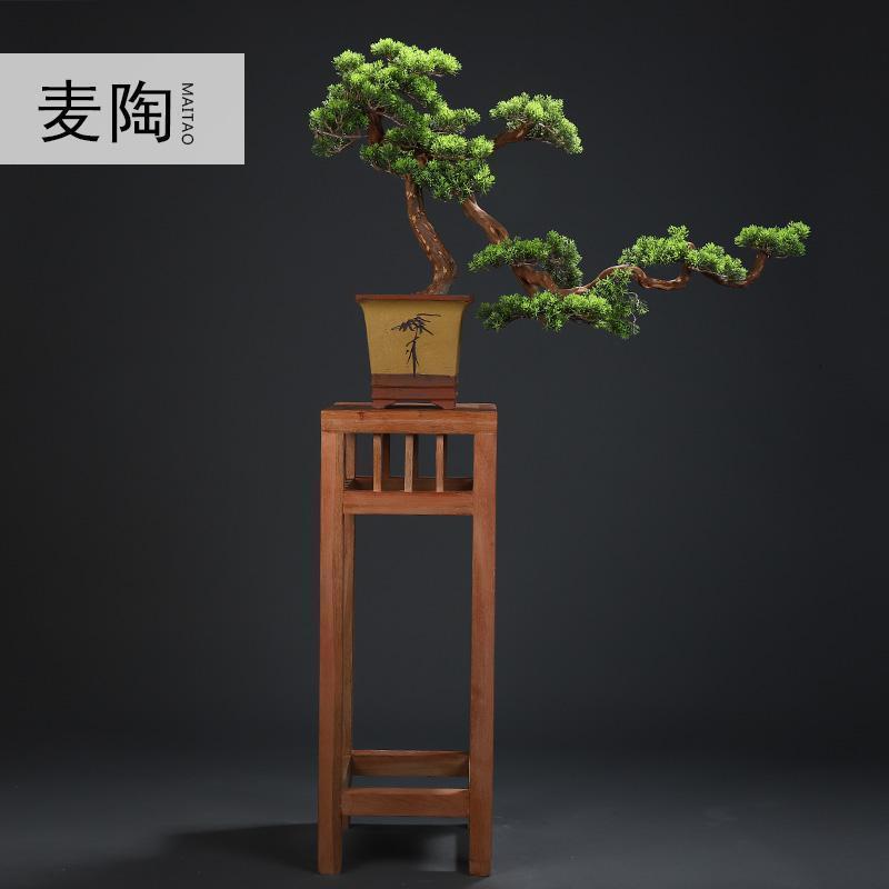 新中式家居摆件四季迎客松盆景酒店走廊绿植玄关装饰_852