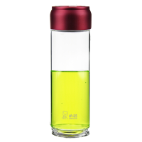 希诺玻璃杯透明水杯 带盖加厚创意杯子户外便携带提环防漏随手杯525ml XN-6036