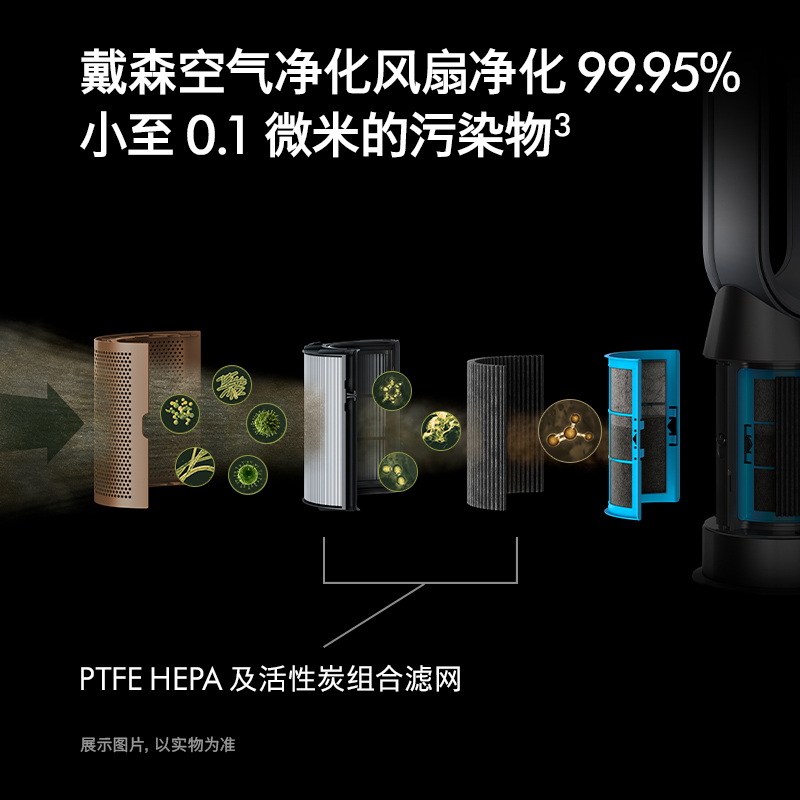 戴森(Dyson)空气净化风扇HP09 取暖净化凉风扇三合一 监测并除甲醛 空气净化器 四季通用 电风扇 白金色