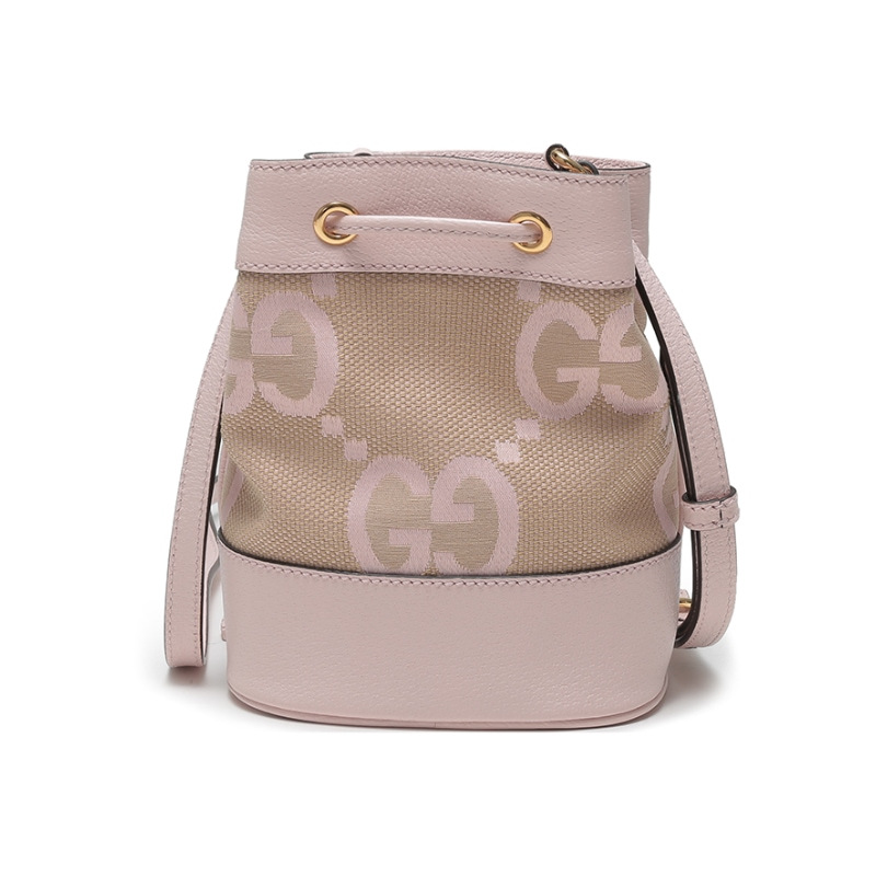 古驰gucci女士ophidia系列织物配皮单肩斜挎包抽绳包水桶包迷你款