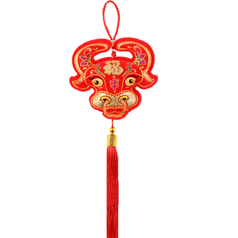 客厅装饰过年春节牛年元旦新年福袋串牛挂件新居布置用品红辣椒|7-16