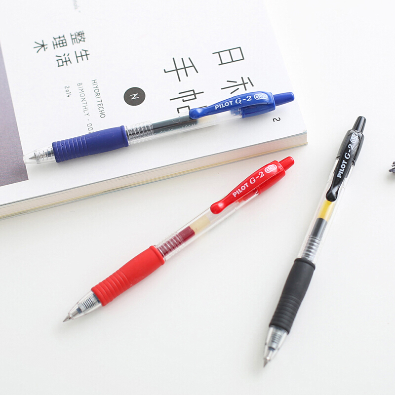 百乐(PILOT)BL-G2-38按动中性笔啫喱笔签字笔 黑色/蓝色 0.38mm 12支装/盒