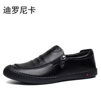 迪罗尼卡2022春夏季新款休闲男鞋套脚懒人鞋圆头男士皮鞋手工鞋真皮鞋1211