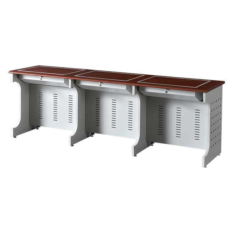 臻远ZY4012415隐藏式翻转电脑桌培训桌教室机房多媒体学习桌办公桌B款三人位