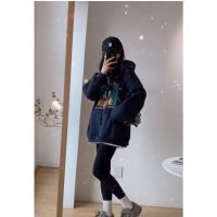 SUNTEK超火宝藏连帽卫衣女2020秋冬流行新款卡通印花中长款外套加绒加厚卫衣