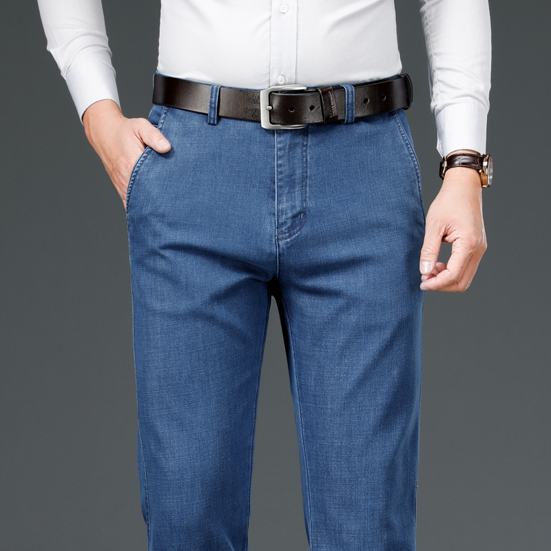 金盾(KIN DON)牛仔裤男士冬季厚款直筒宽松冬天休闲天丝免烫不沾灰长裤子 金盾天丝牛仔裤7116浅蓝 40(3尺1)