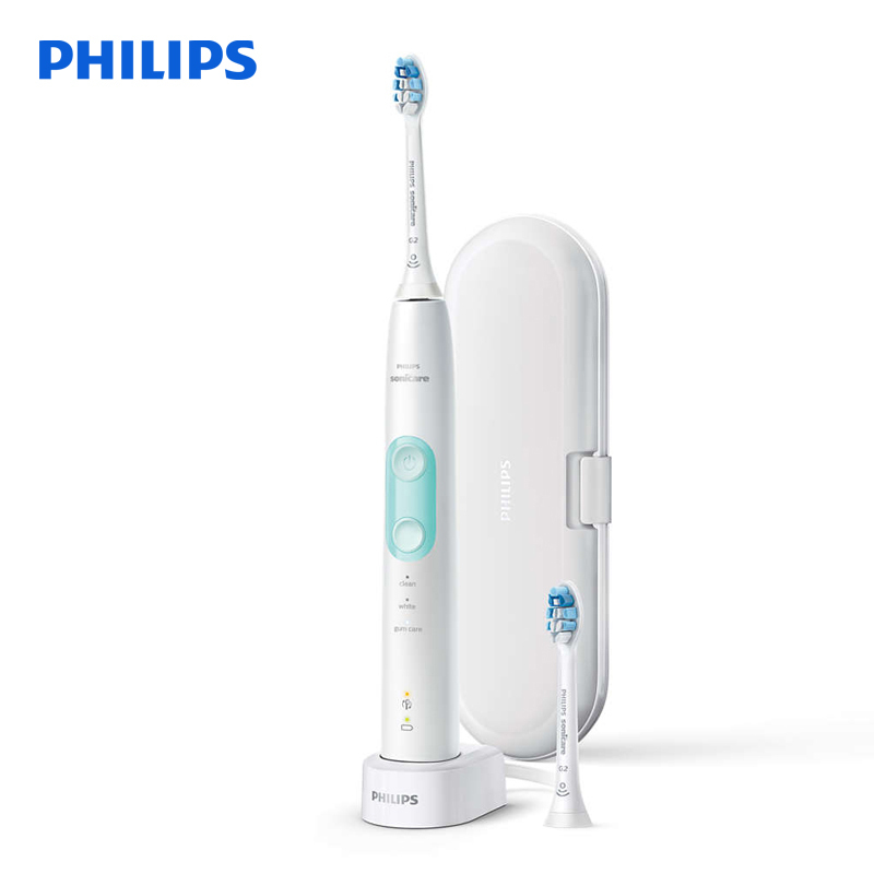 飞利浦(PHILIPS)电动牙刷HX6857 成人充电式声波震动牙刷 力度感应 洁齿护龈 自带牙刷盒