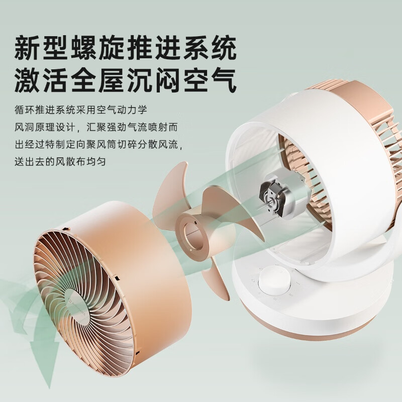艾美特空气循环扇家用节能电风扇四季循环对流换气桌面小风扇大风量宿舍台式摇头轻音风扇 FA15-X173桌面空气循环扇高清大图