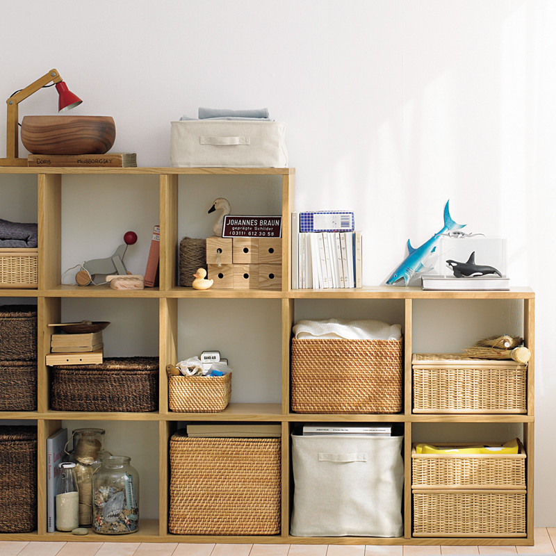 白橡简约日式自由组合落地无印风钢木收纳实木格子置物书架柜muji参数