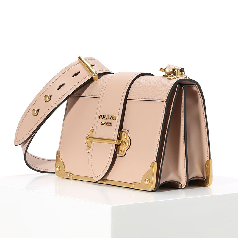 预订 PRADA 普拉达 CAHIER 单肩包 斜挎包 盒子包 字母LOGO光面皮1BD045