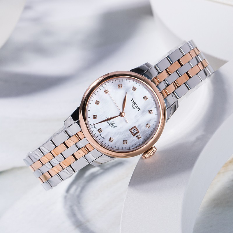 全国联保天梭tissot瑞士手表经典力洛克系列钢带贝母盘防水商务机械女