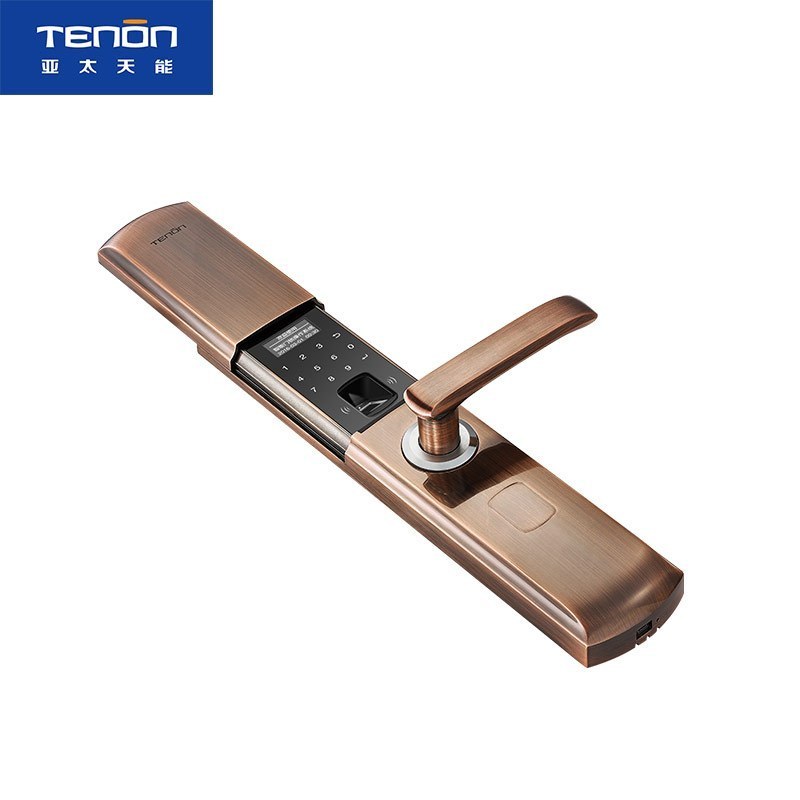 亚太天能(TENON)智能指纹锁 家用密码锁防盗门锁电子门锁铁门木门 T108 深红古铜(标准版)