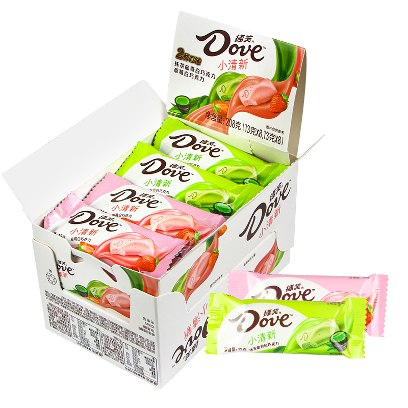 德芙(DOVE)小清新抹茶曲奇白巧草莓白巧208g网红高颜值巧克力情人节礼物