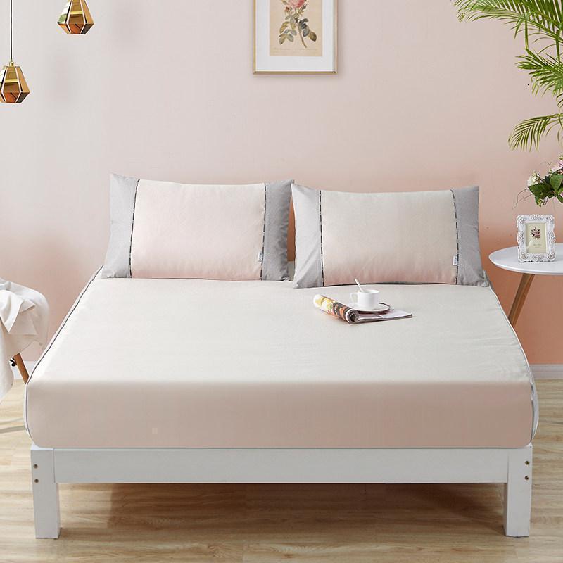 美帮汇软凉席1.8m床裙款三件套双人冰丝席子可水机洗1.5米夏季折叠床笠 魅英静晓—咖色（无花边床笠款）可水洗/机洗 1.5m（5英尺）床