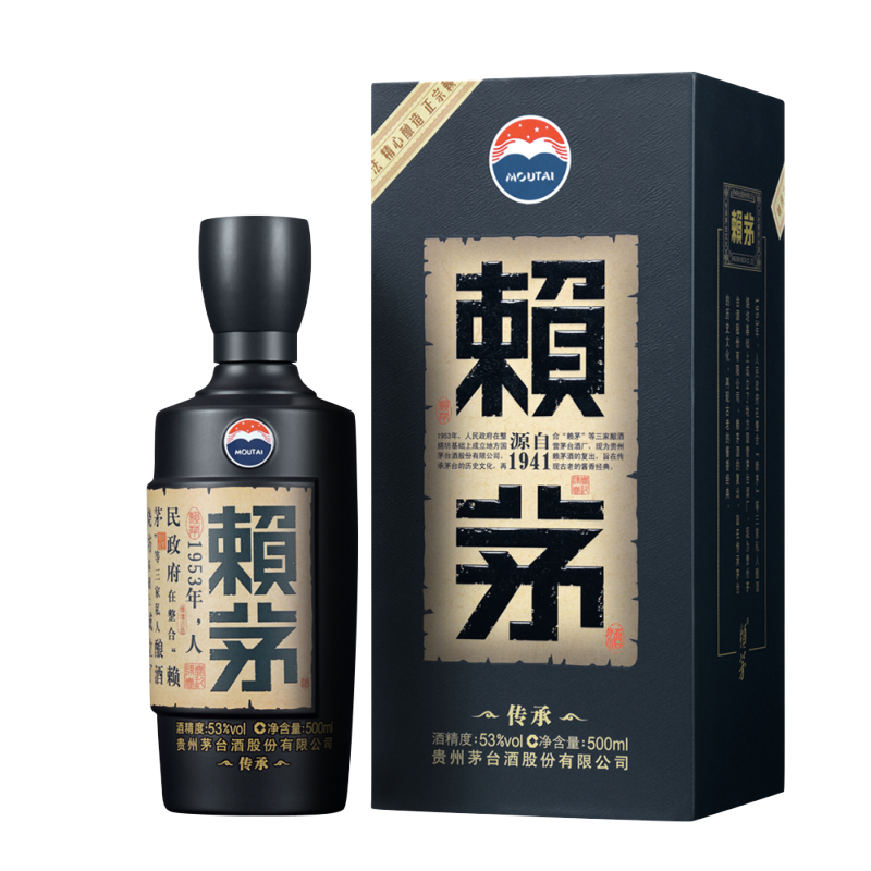 茅台 赖茅 纯粮食酒 白酒礼盒送礼佳品 传承蓝 酱香型白酒 53%vol 500ml/盒(賴茅)