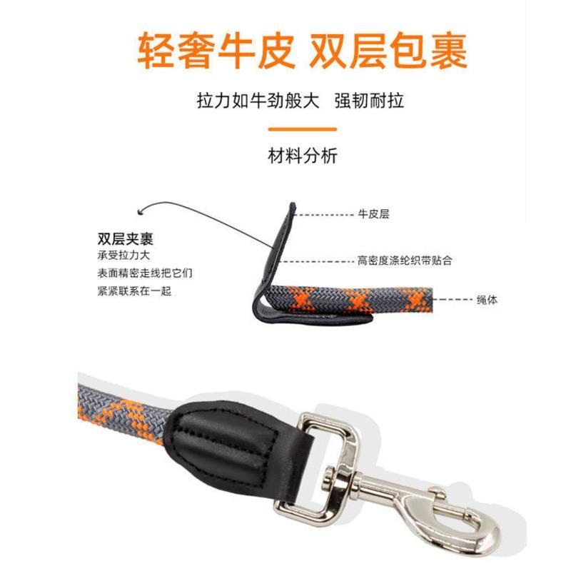0.8米短牵(蓝灰色) 10MM绳粗(适合中小型犬) 2米3米加长狗狗牵引绳防爆冲狗链中型大型犬柯基金毛训练遛狗绳子
