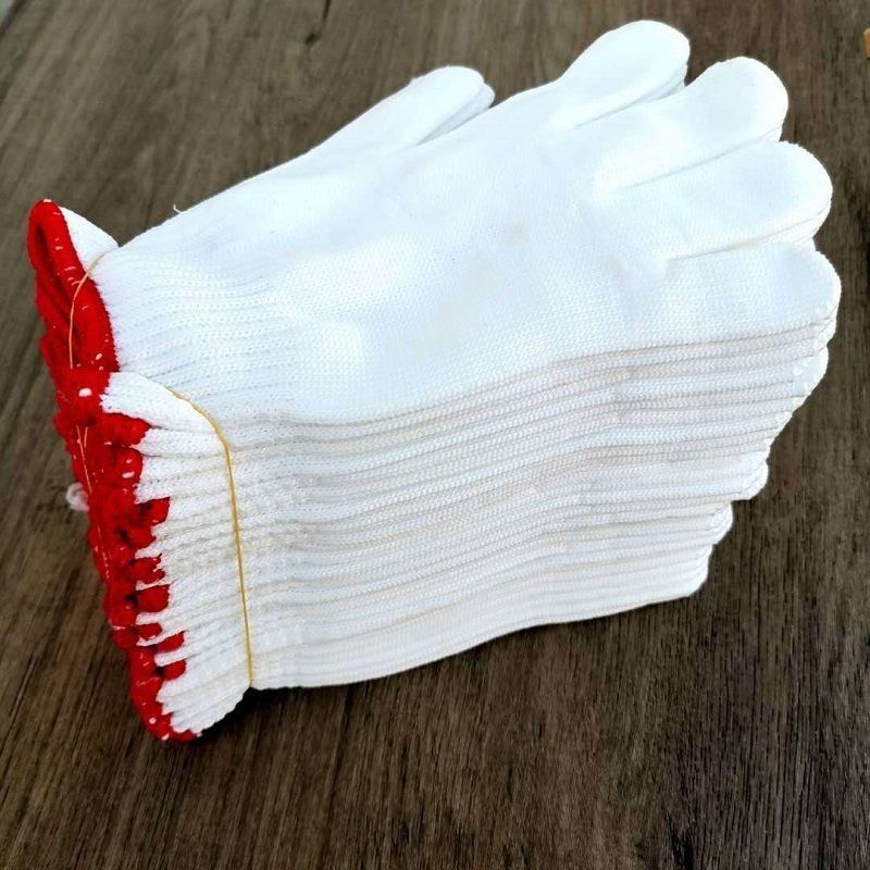 防滑白色手套劳保手套批发线手套尼龙手套加厚耐磨工地工作手套男