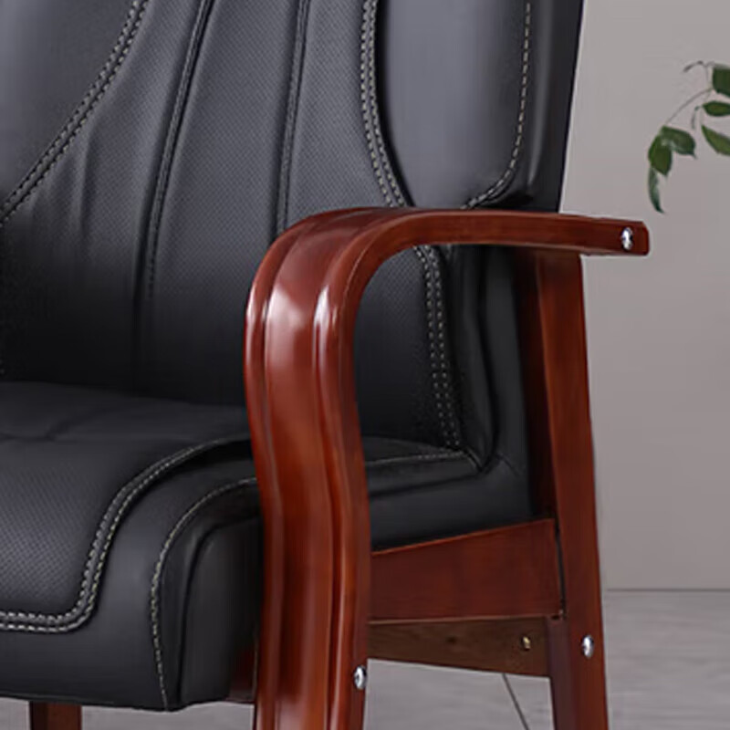 实木会议椅办公椅皮革老板椅班前椅木制会客培训接待椅高清大图